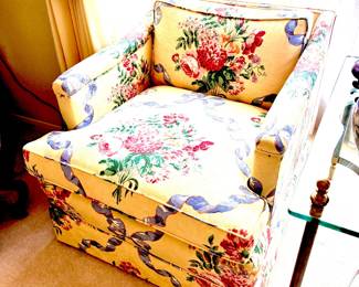 Charming pair of floral easy chairs