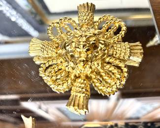 Vintage Joseph Mazer lion head tassel pin