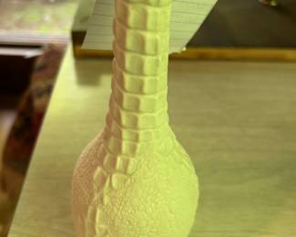 #150 White Matte Reptile Skin Narrow Neck Vase vy Kaiser Vintage Germany $35.00