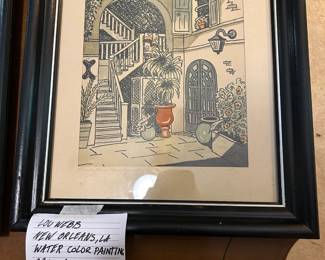 #64 Lou Webb New Orleans, LA Water Color Painting Original Signed "French Quarter Courtyard" 14x16 $100.00