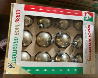 #44 Woolworths Silver Glass Balls - Set of 12 in Original Box $20.00