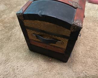 #78 Camel Back Trunk w/tray and Brass and Leather Hinges and Fasteners - 24x13x16 $125.00