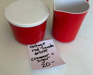 #137 Vintage Red Oneida Sugar and Creamer $20.00
