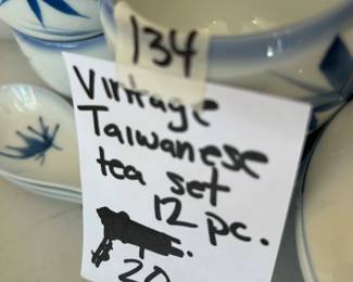 #134 Vintage Taiwan Tea Set - 12 pc - Blue and White $20.00