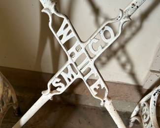 #40 Cast Iron White SM Co. Sewing Machine Table - Painted White (as is paint) w/metal Top - 31x18x29 $75.00