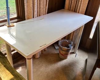 #10 White Painted Laminate Top Table w/Metal Legs - 54x23.5x30 $45.00