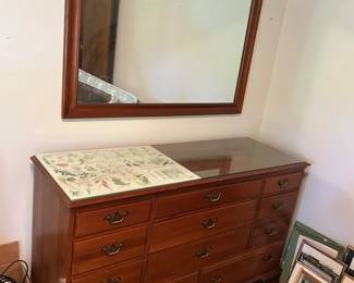 #13 Welsh Valley Solid cherry by Thomasville - 11 Drawer Dresser w/mirror - 59x20x35 Mirror - 49x33 $125.00