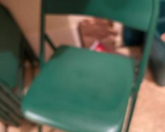 #117 Set of 4 Green Metal Folding Chairs $20.00