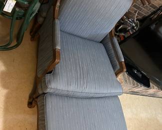 #159 Blue Wide Side Chair w/Ottoman $80.00