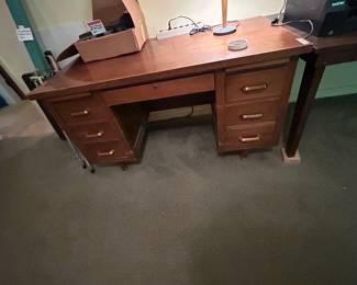 #95 Wood 7 Drawer Desk - Heavy You Move- 51x26x29 - (as is finish) $65.00