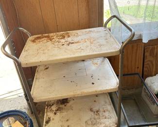#54 Vintage 3 Shelf Metal Rolling Cart - Has Rust - 28x17x31 $25.00