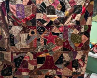 #84 Crazy Quilt from early 1800s (as is several Tears and rips) - 60x70 (not bound on Edges $50.00
