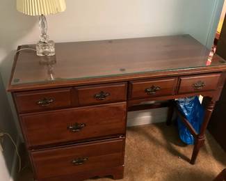 #14 Wood TMI Brand 4 Drawer Knee-Hole Desk w/Glass Protect Top - 42x19x30T $75.00