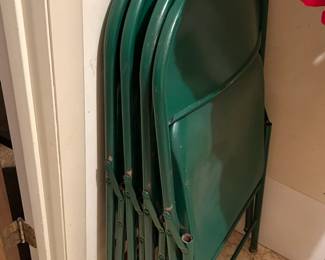 #117 Set of 4 Green Metal Folding Chairs $20.00