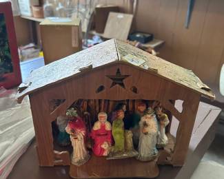 #47 Vintage Paper Machete Nativity Scene $40.00