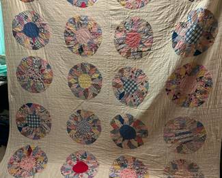 #88 Antique Scrappy Circles Quilt - 78x100 $120.00