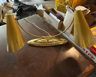 #30 Vintage Brass Double Cone Desk Lamp Mid Century Modern Laurel Table Lamp $135.00