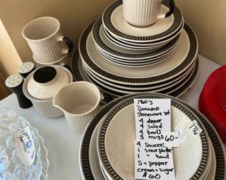 #136 1960s Dominos Stoneware Set - approx 25 pcs $60.00