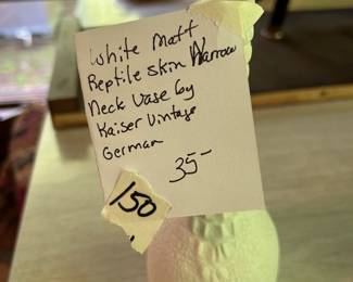 #150 White Matte Reptile Skin Narrow Neck Vase vy Kaiser Vintage Germany $35.00