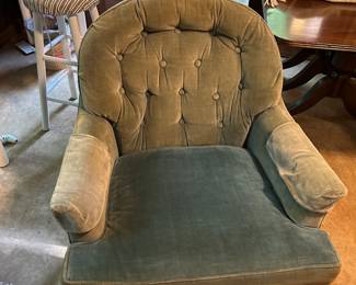 #5 Blue Velvet Chair by Harrison - Buttonback - as is $30.00