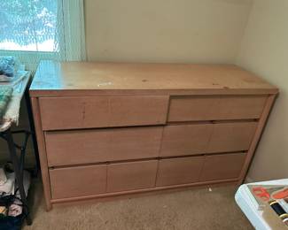 #76 Mengel 6 Drawer Wood Dresser - as is finish - 55x19x32 $100.00