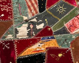 #84 Crazy Quilt from early 1800s (as is several Tears and rips) - 60x70 (not bound on Edges $50.00