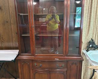 #17 Wood China Cabinet w/1 drawer & 3 Doors w/2 wood shelves - 42x13.5x70T $100.00