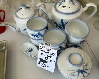 #134 Vintage Taiwan Tea Set - 12 pc - Blue and White $20.00