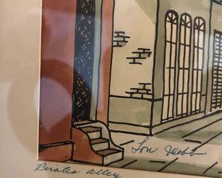 #65 Lou Webb New Orleans, LA Water Color Painting original Signed "Pirates Alley" - 14x16 $100.00