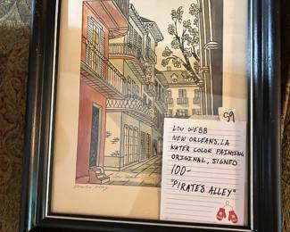 #65 Lou Webb New Orleans, LA Water Color Painting original Signed "Pirates Alley" - 14x16 $100.00