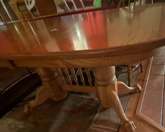 Smith Made solid wood kitchen table with 2 fold Leafs stored under table 