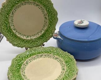 32 OldBristolEnglandGreenTransferwarePlatesHallsBlueCoveredCa