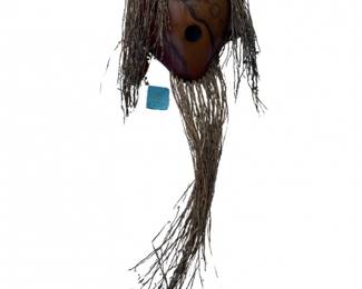 56 HandcraftedTribalMaskwithNaturalFiberHairBeard