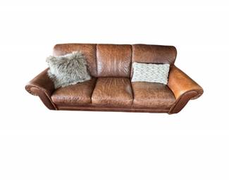 58 LeatherSofawithIncludedAccentPillows