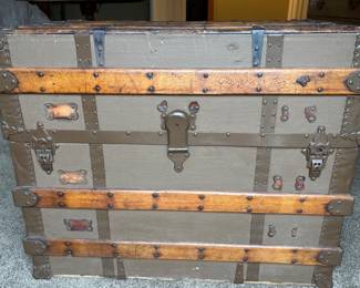 67 VintageCBSteamerTrunkChestIndustrialStorageTrunk