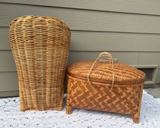62 VintageWovenPackBasketPicnicBasketRusticCabinFarmhouseSet