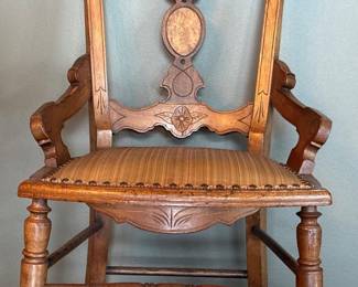 65 VictorianEastlakeWalnutArmChairwithUpholsteredSeat
