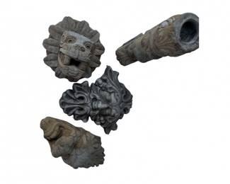 86 CastStoneGardenWallFacesDecorativeCandleHolder4PcLot