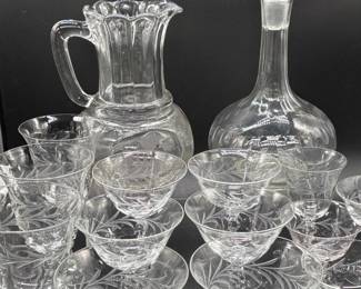 104 VintageWheelEngravedCrystalBarwareStemwareCollection