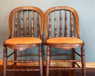 74 PairofVictorianOakDiningChairswithUpholsteredSeats