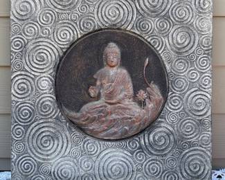 33 LargeHeavyBuddhaWallPlaqueTexturedMeditationWallArt