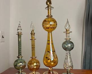 007 setof4handblownglassegyptianperfu