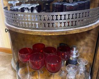 140 vintagecranberryclearglasswaresets