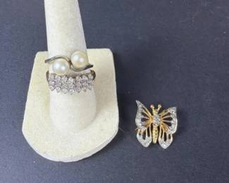 012 10kgoldjewelrylot2ringsandbutterf