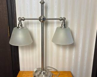 293 doublearmfrostedglasstablelampwith