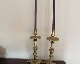 Pair of Antique Brass Candle holders