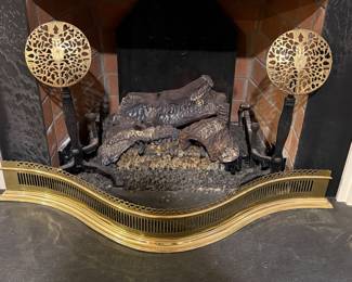 Virginia Metalcrafters Fire Fender and Andirons