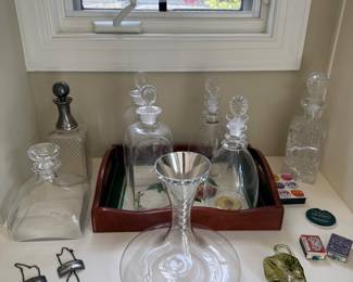 Blenko Decanters, Sterling CW liquor tags