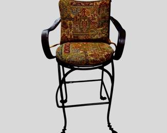 Set of 3 very heavy wrought iron bar height bar stools.