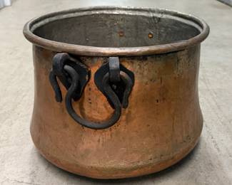 Large antique copper kettle